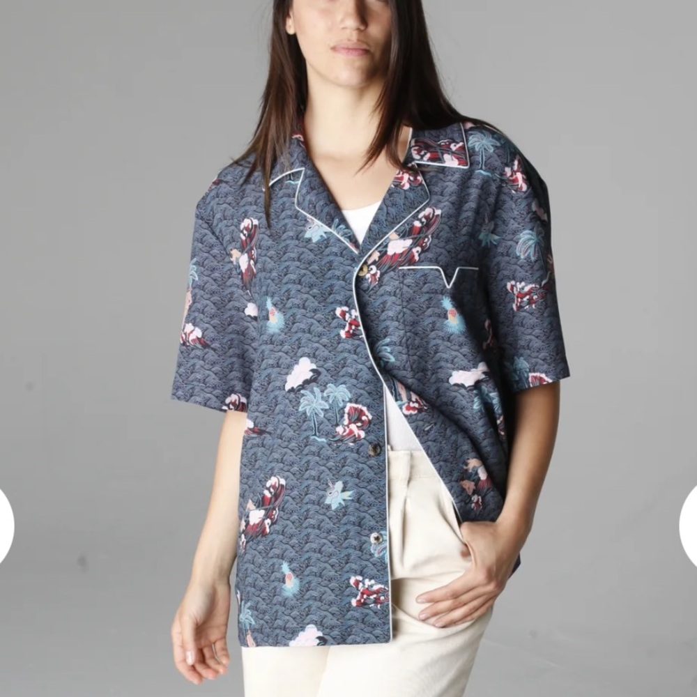 TOMBOLO Playa of Eden short sleeve blue size XL SOLD OUT cabana Hawaiian shirt